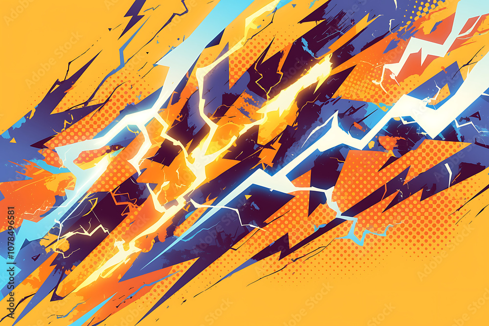 Flat art lightning strike electricity background Flat art lightning strike electricity background