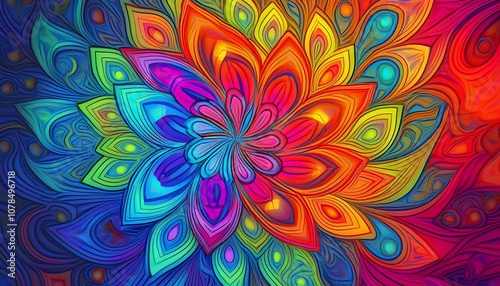 Graphic design with bright colored patterns