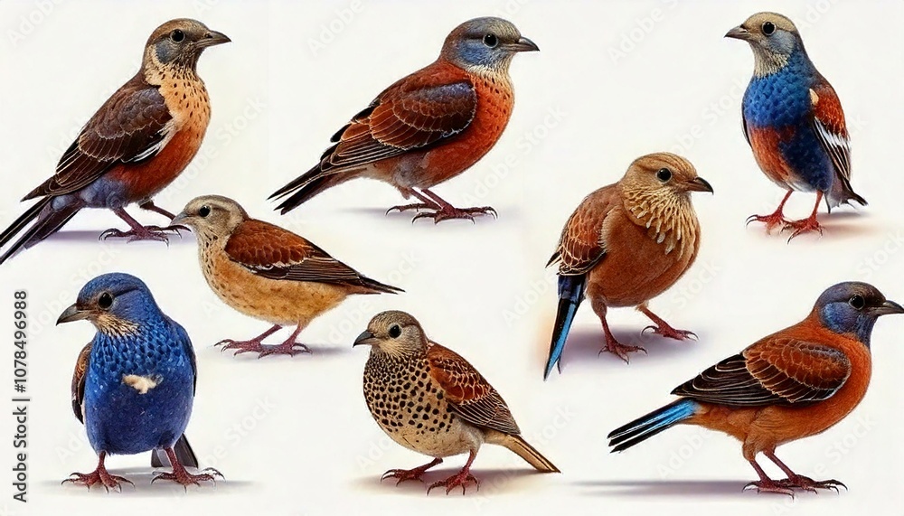 Fototapeta premium Set of birds isolated on white background