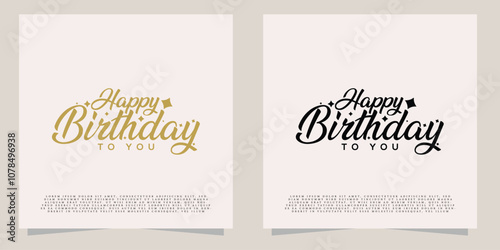 Happy Birthday party logo text lettering design. Set of calligraphy quote isolated on white background.