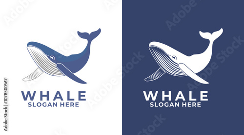 Creative Whale logo design, Whale Vector logo template