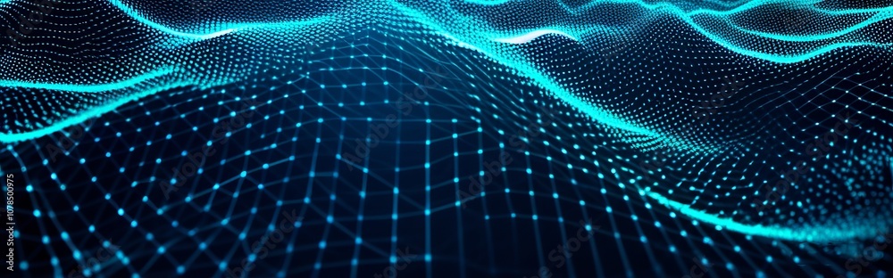 Advanced Data Technology Scene Featuring Connected Dots and Lines on a Dark 3D Abstract Background in 4K. Created with Generative AI Technology