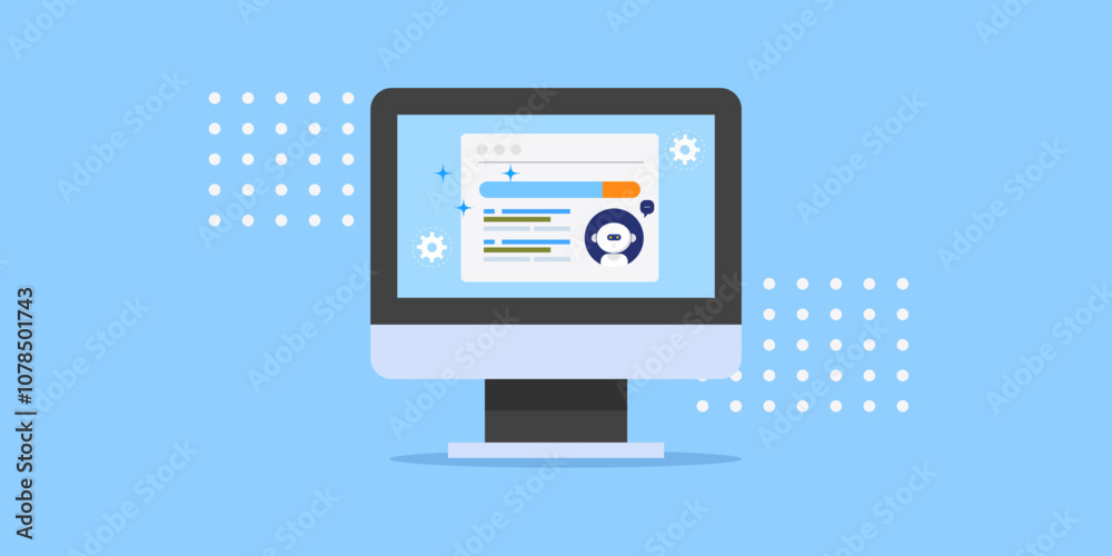 Intelligence search, AI search engine on computer screen. Intelligence search, AI search engine on computer screen.