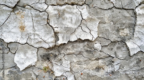 A close-up of a cracked and weathered concrete wall.