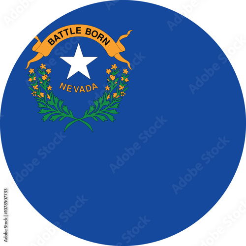 Circle shaped printable vector flag of the United States of America federal state of NEVADA