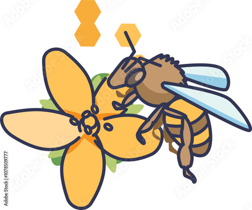 A bee pollinating a flower, symbolizing nature's cycle and biodiversity.