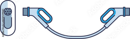 Illustration of an electric vehicle charging cable and plug, symbolizing connectivity and energy transfer.