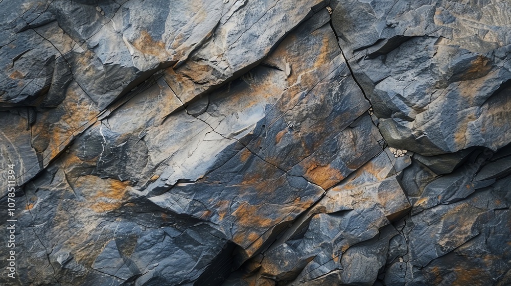 Close up of a rugged rock face with grey and brown tones. Close up of a rugged rock face with grey and brown tones.