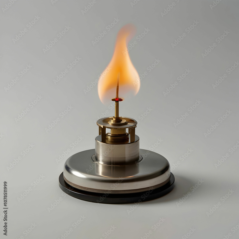 A Bunsen burner with a small control knob A Bunsen burner with a small control knob
