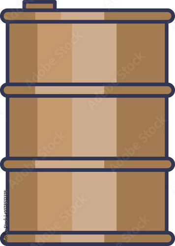 Illustration of a brown industrial barrel, symbolizing storage and transportation.
