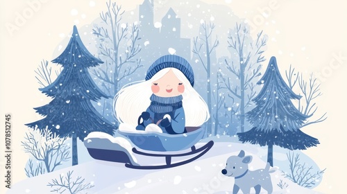 Beautiful winter outdoor illustration