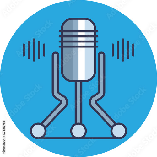 Illustration of a vintage microphone with sound waves, symbolizing podcasting and audio recording.