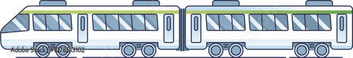 Illustration of a modern train with two connected carriages, symbolizing efficient rail transport.