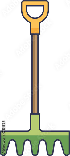 Illustration of a garden rake symbolizing gardening and landscaping.