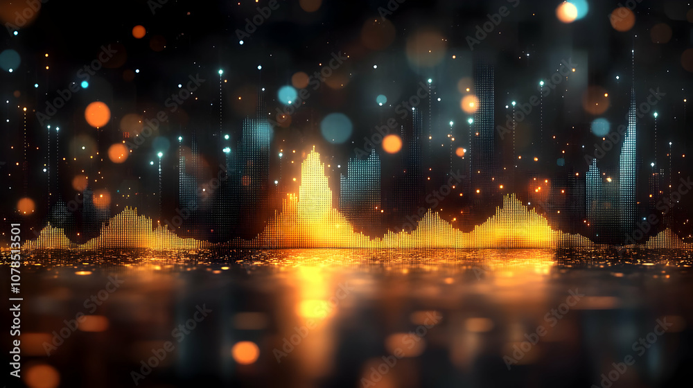 Abstract Gold and Blue Lights Background