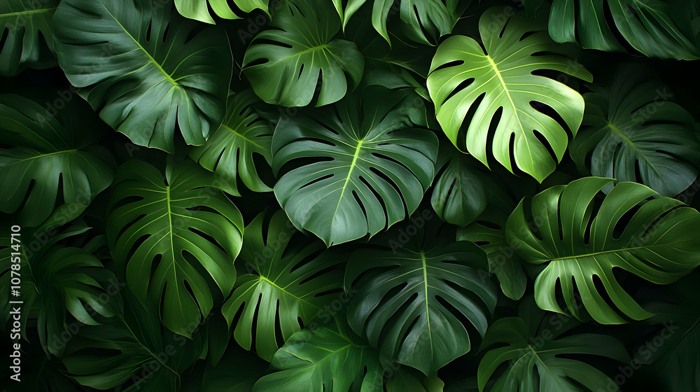 Tropical Leaf Pattern - Green Abstract Background Illustration Tropical Leaf Pattern - Green Abstract Background Illustration
