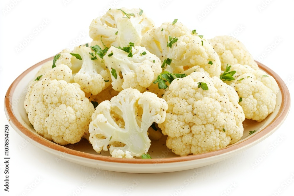 a plate of roasted cauliflower with herbs sprinkled over it a plate of roasted cauliflower with herbs sprinkled over it