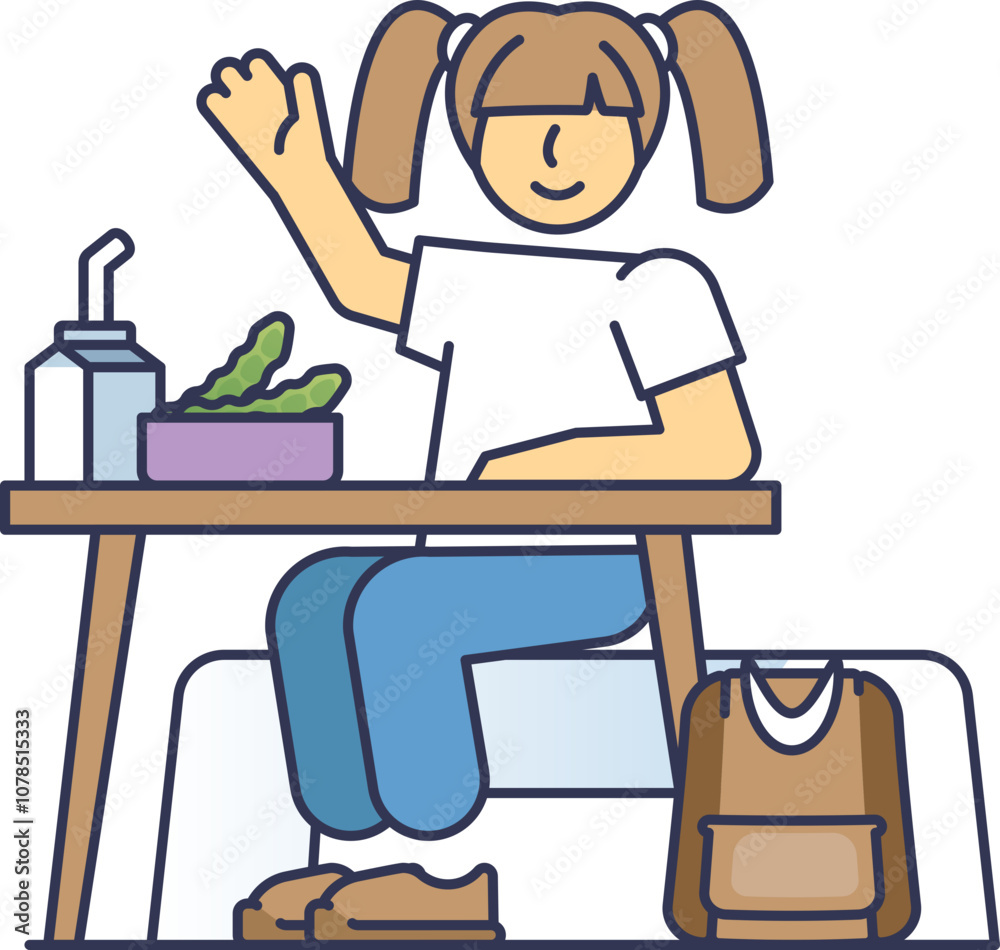 Student enjoying a healthy lunch with salad and juice, promoting balanced eating habits. Student enjoying a healthy lunch with salad and juice, promoting balanced eating habits.