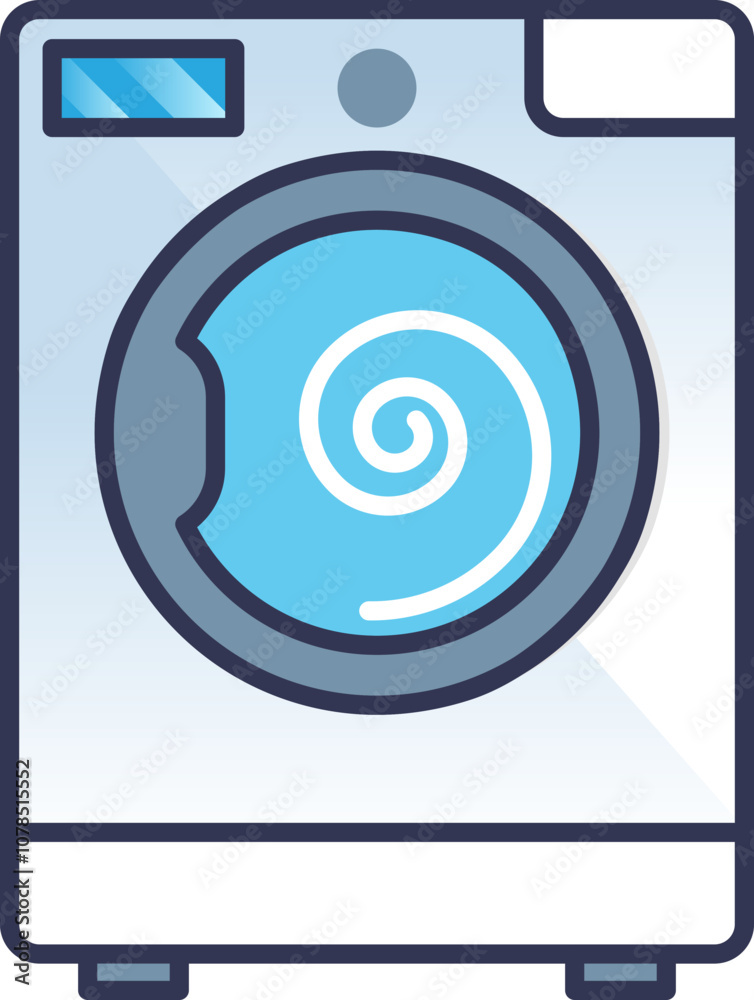 Illustration of a washing machine with a swirling water symbol, representing cleanliness and efficiency. Illustration of a washing machine with a swirling water symbol, representing cleanliness and efficiency.