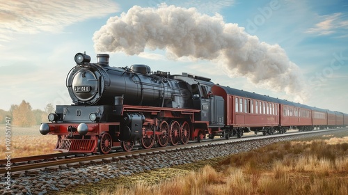 Vintage locomotive retro old steam train transportation concept with old pictures background wallpaper AI generated image