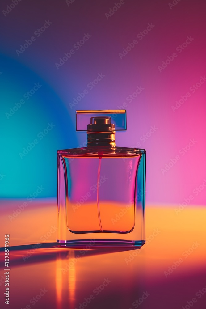 Simplistic view of a sleek perfume bottle in a hazy glow AI generated illustration Simplistic view of a sleek perfume bottle in a hazy glow AI generated illustration