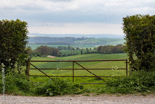 Gate at open view of countryside 