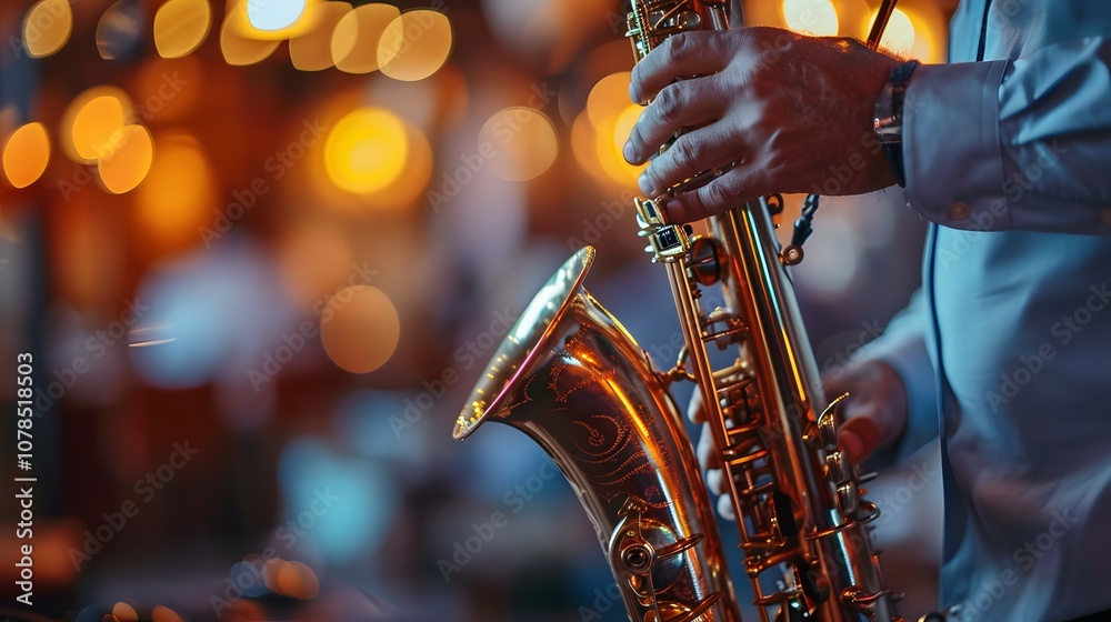 Single saxophone solo in a strippeddown jazz club setting AI generated illustration Single saxophone solo in a strippeddown jazz club setting AI generated illustration