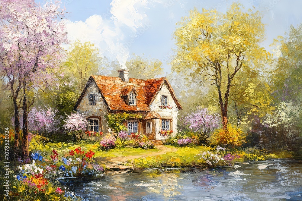 Watercolor paintings spring landscape with house and trees. Beautiful lilac flowers in the garden, watercolor lilac, artwork, fine art
Watercolor paintings spring landscape with house and trees. Beautiful lilac flowers in the garden, watercolor lilac, artwork, fine art