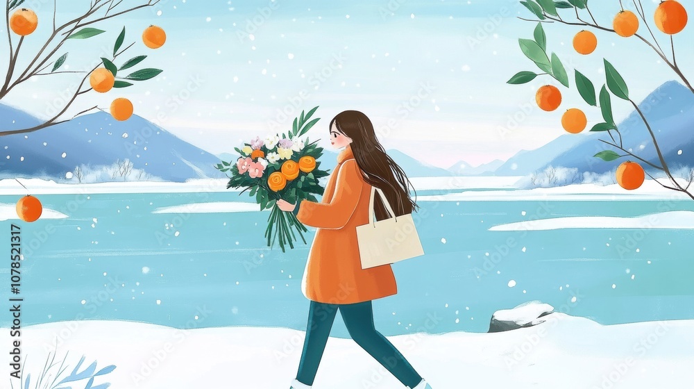 Beautiful winter outdoor illustration Beautiful winter outdoor illustration