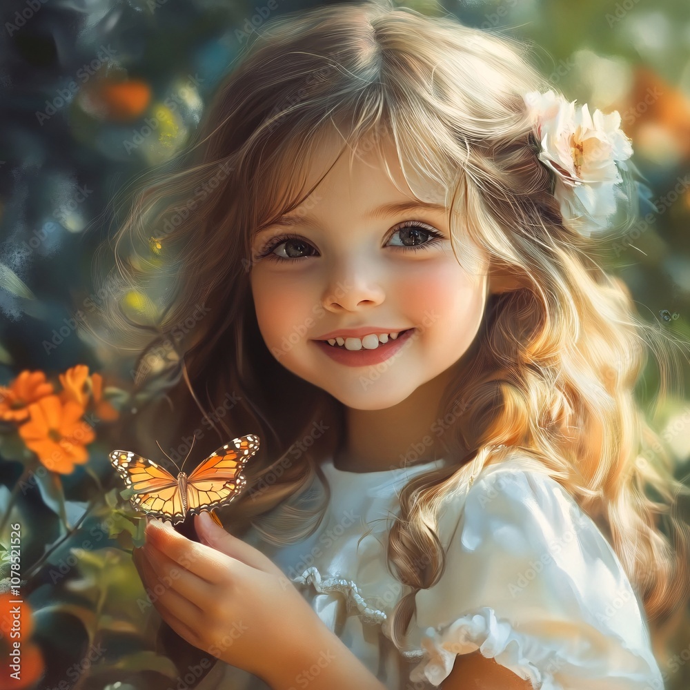 Naklejka premium girl with a butterfly
