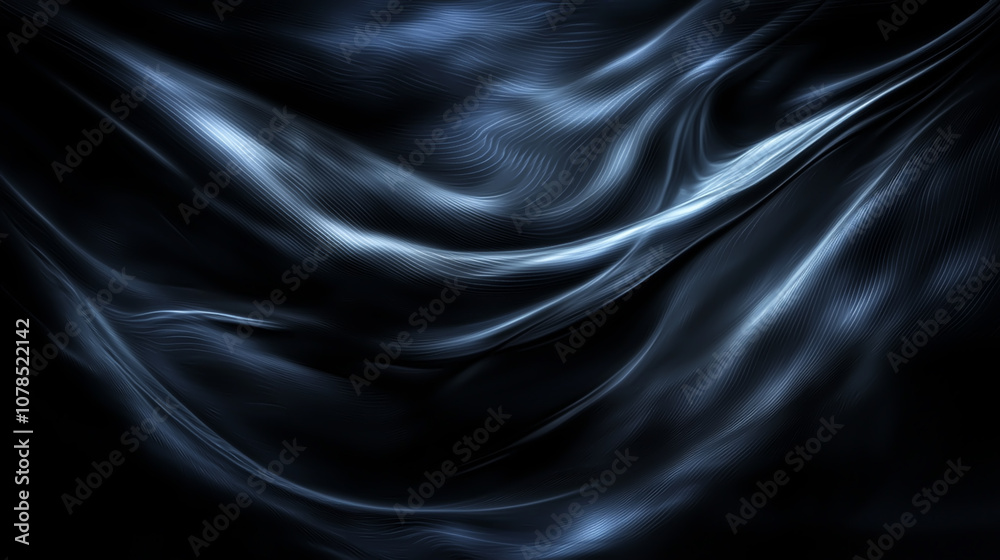 Obraz premium Abstract Dark Wave Pattern with Luminous Blue Highlights - Modern Digital Art Background