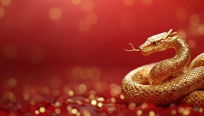 luxury red and gold chinese snake new year background with copy space for text, snake year	
