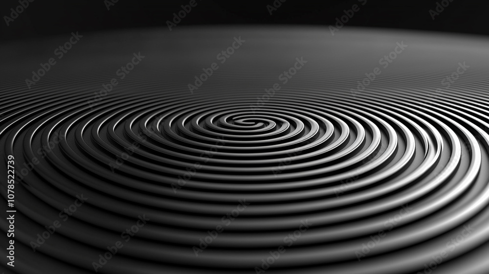 Abstract Concentric Circle Pattern - Modern Minimalist Black and White Design with Hypnotic Effect
