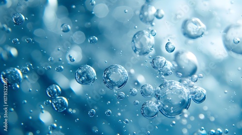 Sparse abstract background featuring a macro view of air bubbles in water AI generated illustration