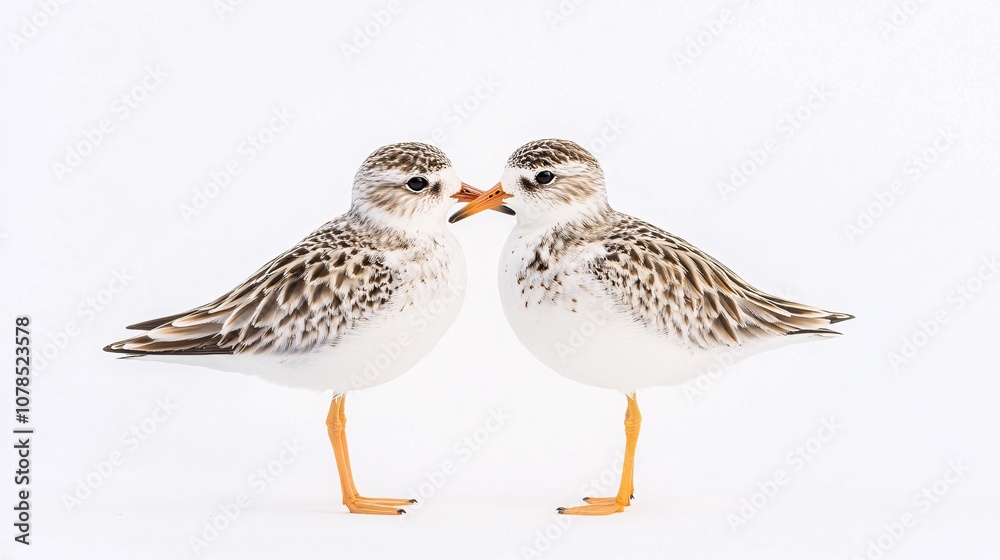 A Pair of Birds on a White Background: A Captivating Wildlife Portrait A Pair of Birds on a White Background: A Captivating Wildlife Portrait