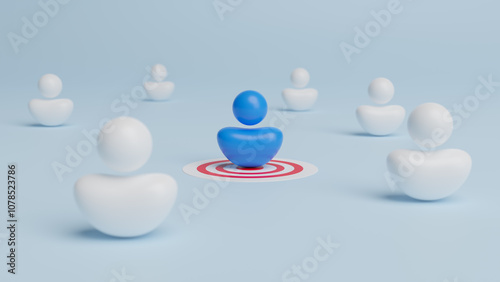 Target audience customer segmentation marketing strategy concept, target customer, buyer persona, marketing segmentation, job recruitment concept, people icon target group and aiming, 3d rendering