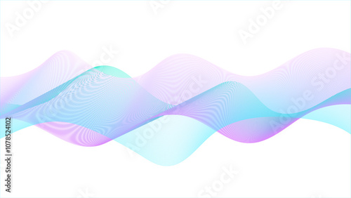 Purple and blue wave with a white background. Dynamic flowing wave lines design element. Abstract vector wavy lines flowing smooth curve