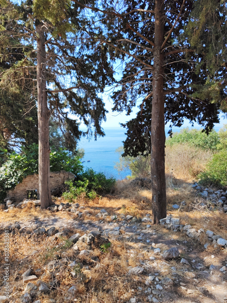 Fototapeta premium Parga town on the seashore of Ionian Sea, Greece
