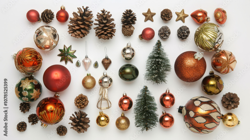 christmas decorations on a white background christmas decorations on a white background