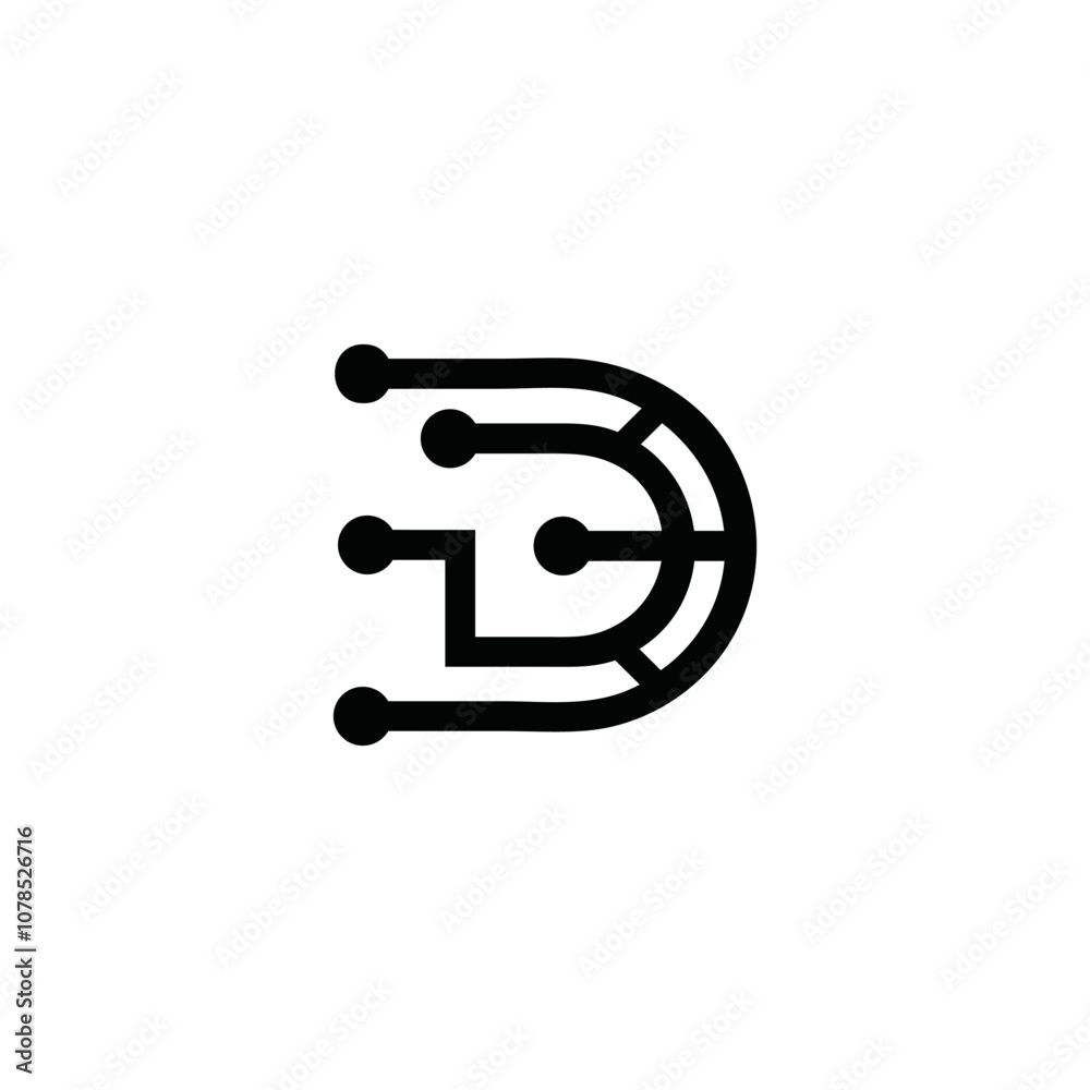 D letter logo technology vector D letter logo technology vector