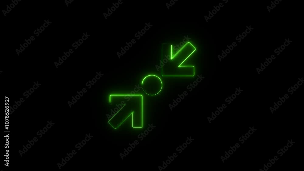 Neon Arrows Pointing Inward – Glowing Converging Symbol Neon Arrows Pointing Inward – Glowing Converging Symbol