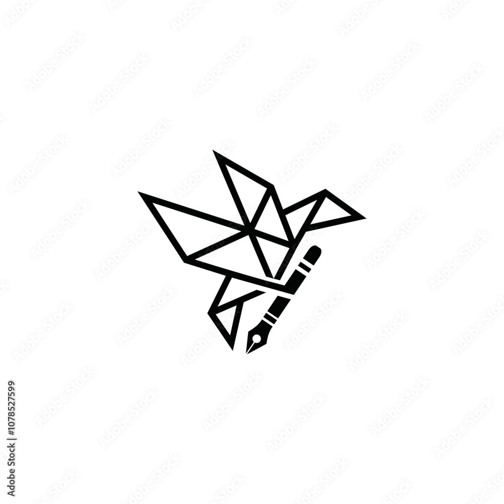 simple bird and pen logo vector simple bird and pen logo vector