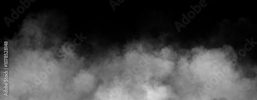 Panoramic view misty fire smoke on isolated background. Abstract texture overlays for copyspace. Stock illustration.