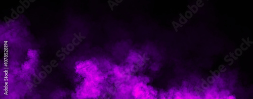 Panoramic view purple misty fire smoke on isolated background. Abstract texture overlays for copyspace. Stock illustration.