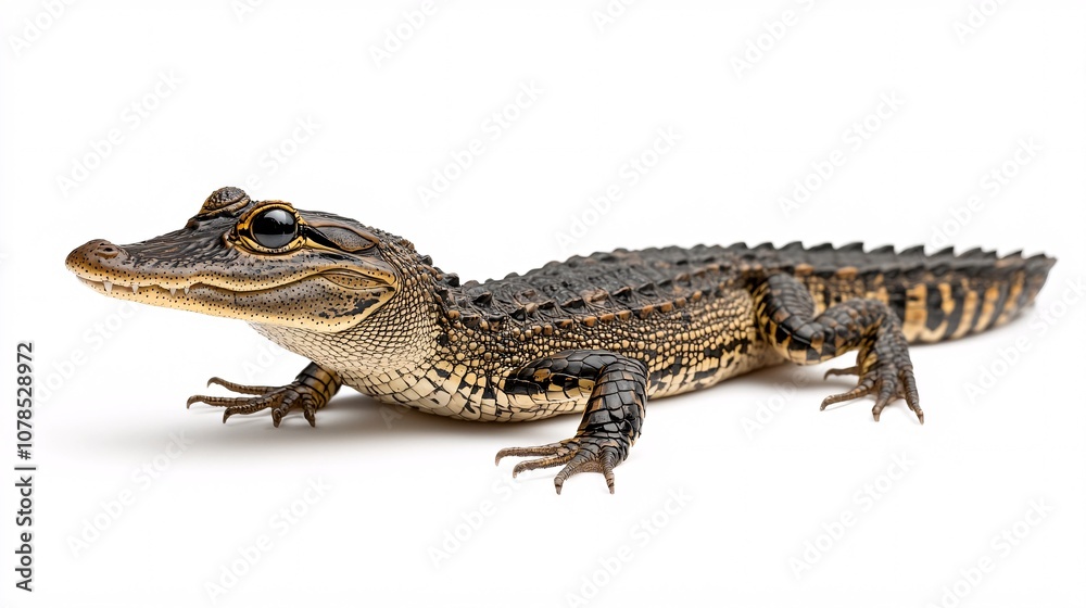 Baby Alligator Isolated on White: A Captivating Close-Up Baby Alligator Isolated on White: A Captivating Close-Up