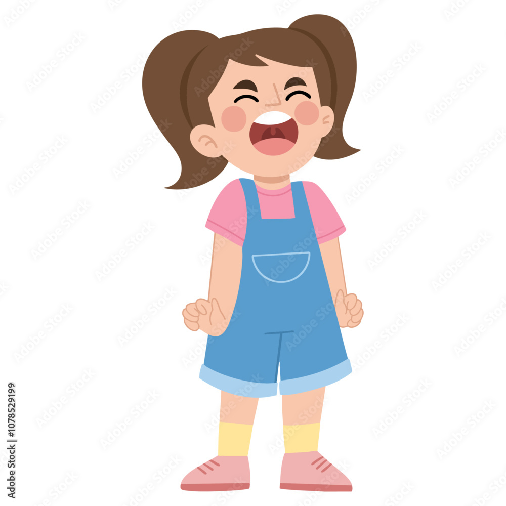 Vector illustration of little girl throwing a tantrum and screaming Vector illustration of little girl throwing a tantrum and screaming