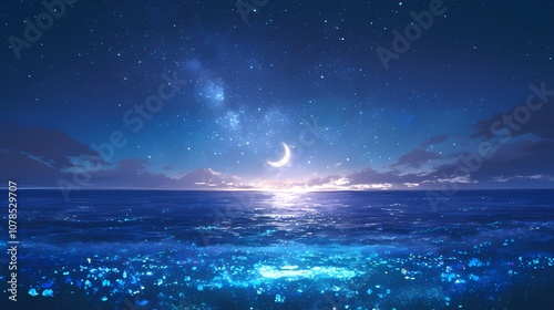 Milky Way Star Beach illustration poster background 