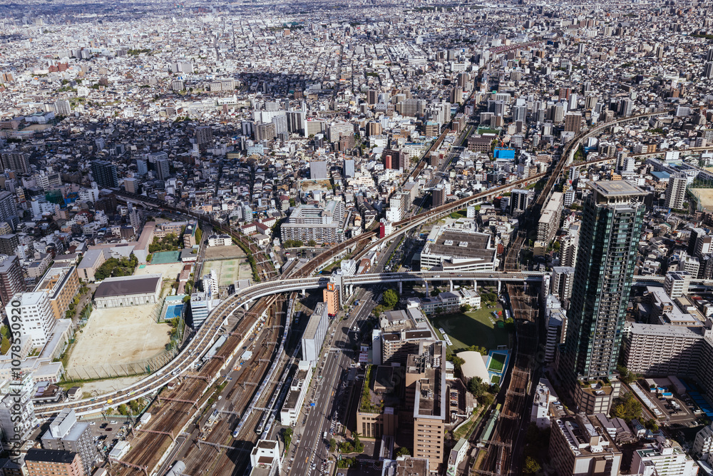 Naklejka premium Osaka Aerial View in Japan