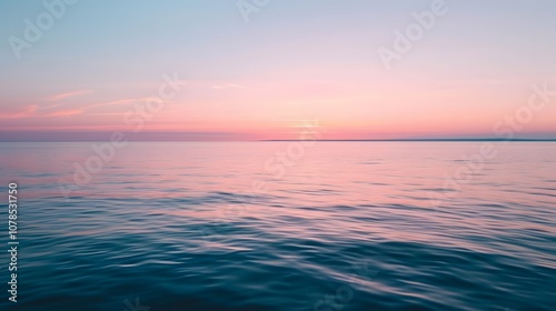 Sunrise over a calm sea captured in a beautiful pastel palette AI generated illustration