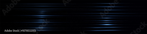 Light blue reflection lines, neon lighting in blue colors. Bright light lens. Police light effects, line. Shiny stars, sparks on a black background. Vector blue light effect